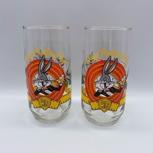Vintage Bugs Bunny 50th Birthday Graphic Drinking Glassware Tumblers